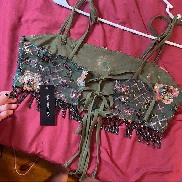 Club Exx x Dolls Kill Fluorescent Eden Crop Tank - Picture 4 of 6